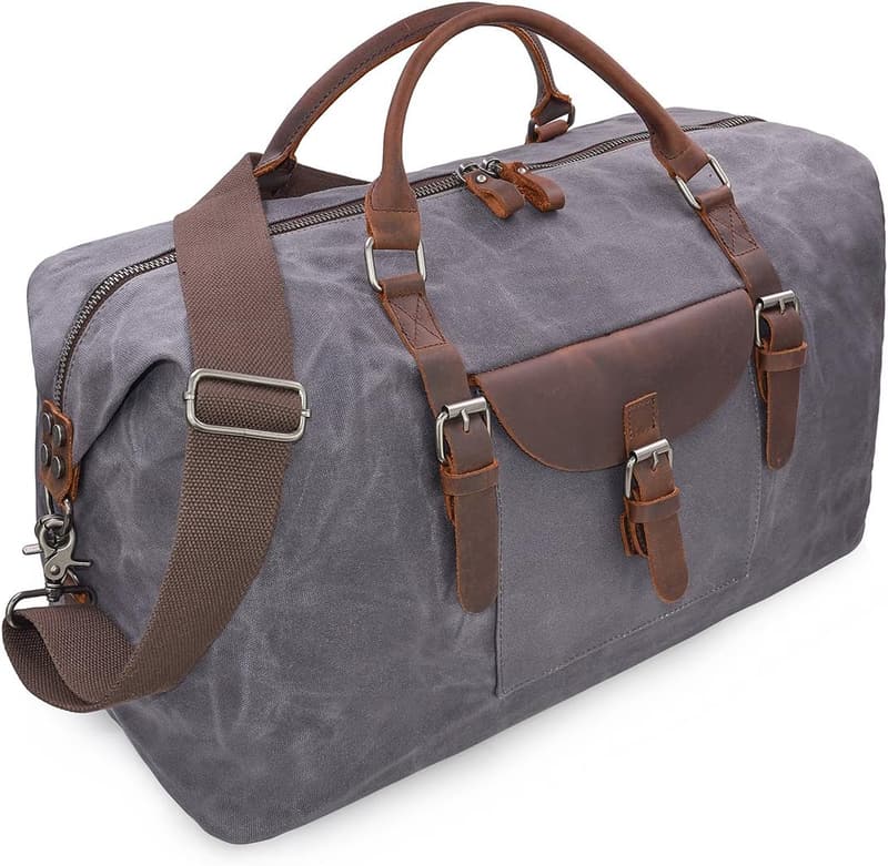 Wasserdichte Leder-Canvas Weekender Reisetasche für Herren