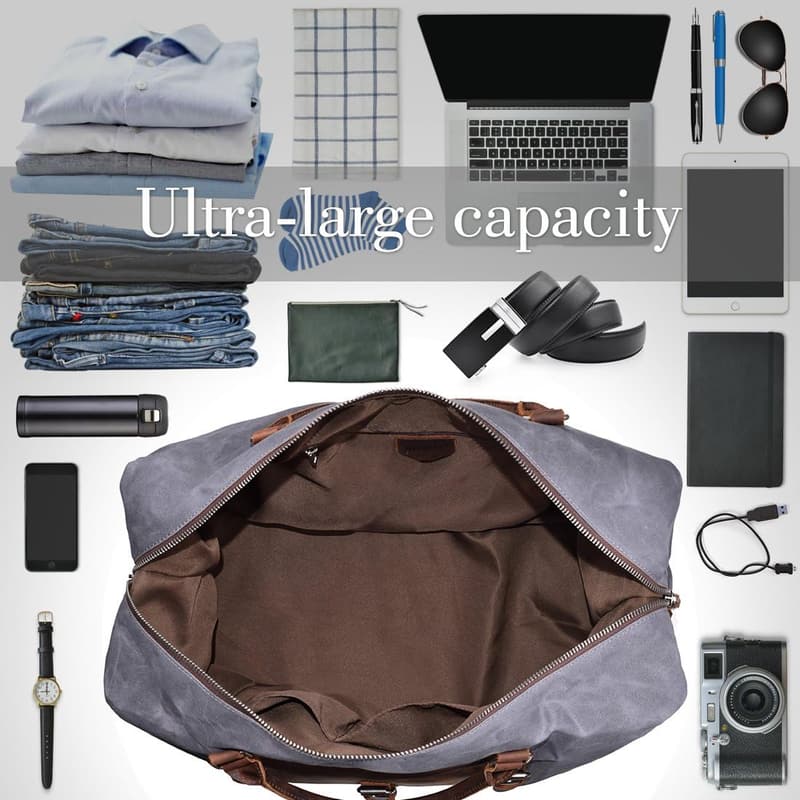 Wasserdichte Leder-Canvas Weekender Reisetasche für Herren