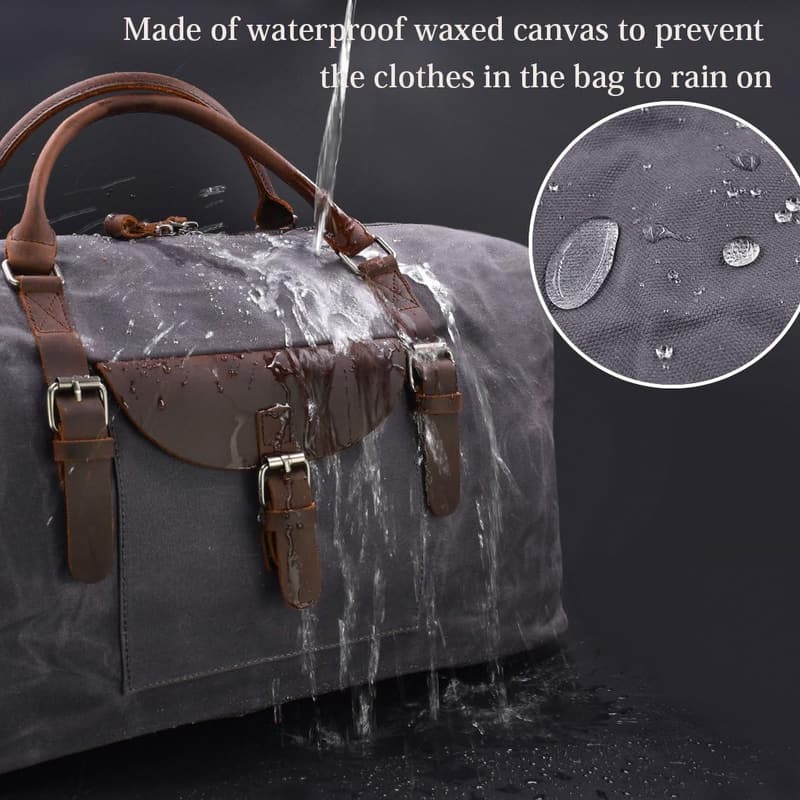 Wasserdichte Leder-Canvas Weekender Reisetasche für Herren