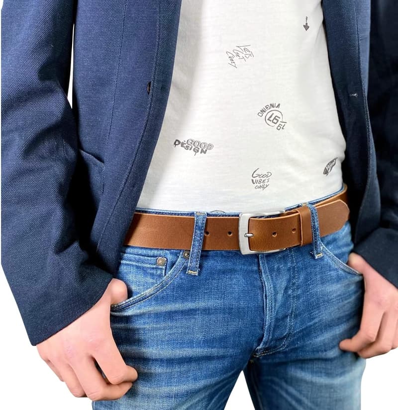 Vollrindleder Gürtel für Herren - 4 mm, 3 Farben: Cognac, Schwarz, Dunkelbraun