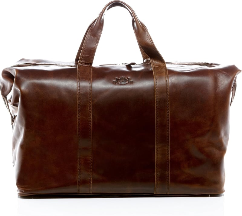 Handgefertigte XL Reisetasche aus echtem Leder – erweiterbarer Weekender in Braun für Herren und Damen