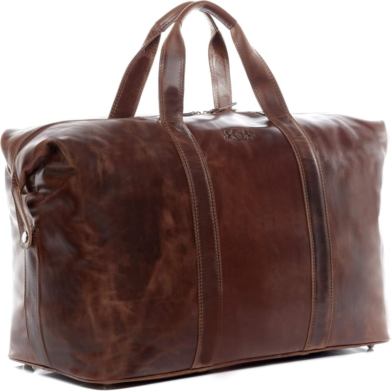 Handgefertigte XL Reisetasche aus echtem Leder – erweiterbarer Weekender in Braun für Herren und Damen