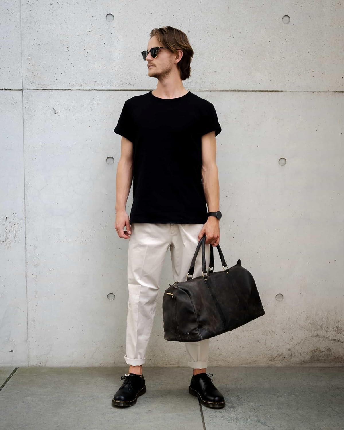Premium Weekender Reisetasche aus dunkelbraunem Leder