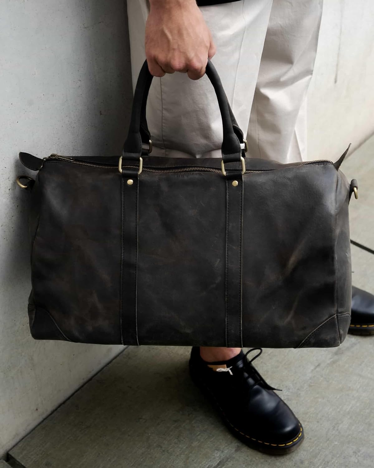 Premium Weekender Reisetasche aus dunkelbraunem Leder