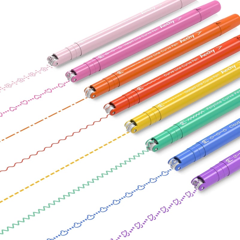 Kurvenstift-Set mit 8 Farben für Kinder-Journaling und Notizen