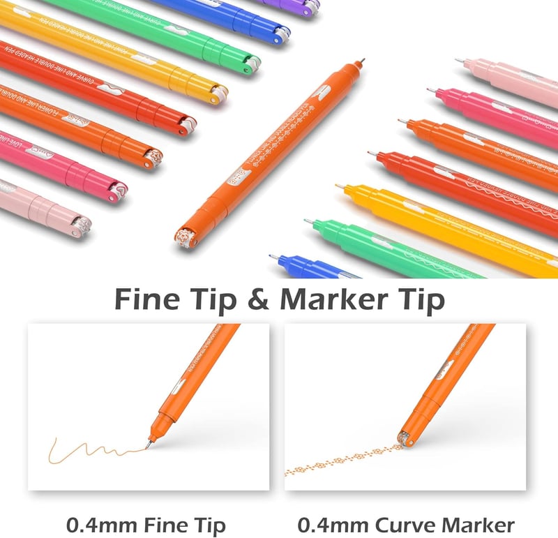 Kurvenstift-Set mit 8 Farben für Kinder-Journaling und Notizen