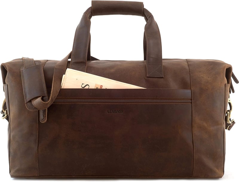 LEABAGS Premium Duffle Tasche aus Echtleder für Reisen und Sport, 41 l