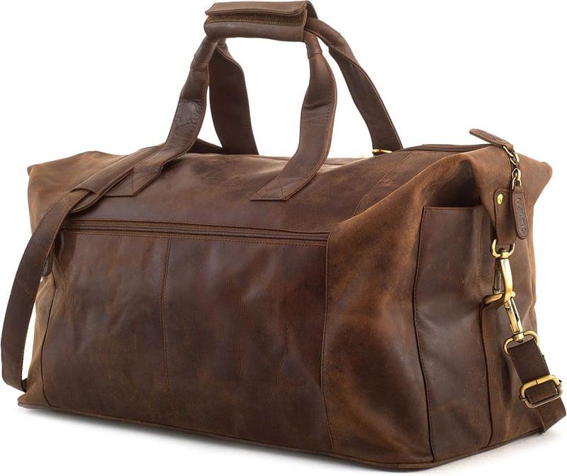 LEABAGS Premium Duffle Tasche aus Echtleder für Reisen und Sport, 41 l