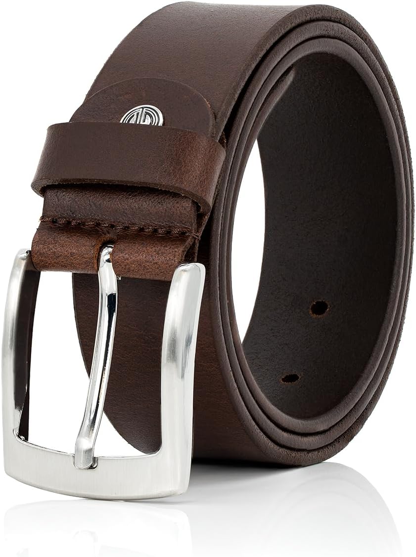 Vollleder-Gürtel für Herren, 40 mm breit, schwarz/dunkelbraun