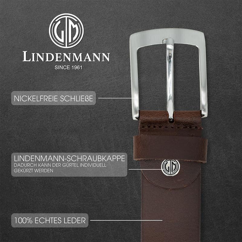 Vollleder-Gürtel für Herren, 40 mm breit, schwarz/dunkelbraun