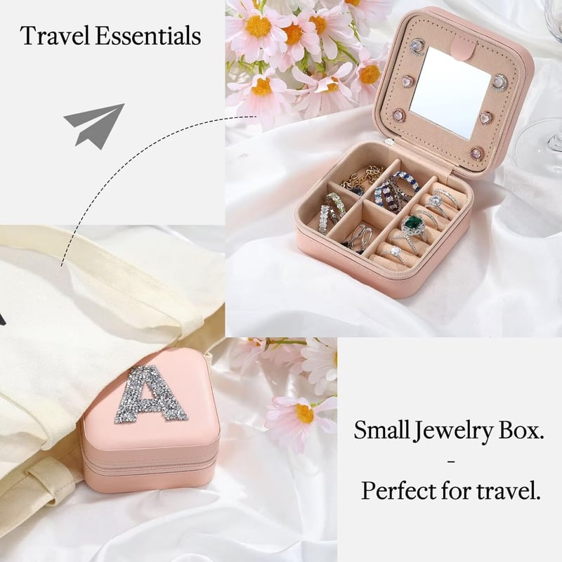 Schmuckkästchen mit Initiale für Mädchen – Reisekosmetikbox mit Zirkon