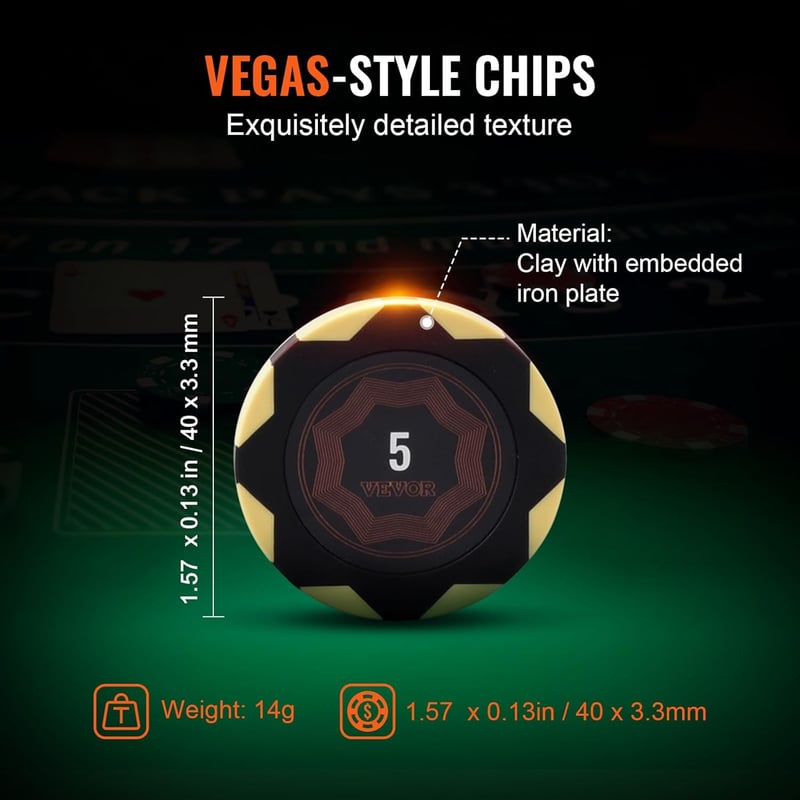 VEVOR 500-teiliges Pokerchip-Set mit ABS-Koffer für 9-10 Spieler