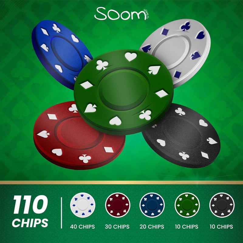 Soom Games Poker Set - 110 Pokerchips für 2-5 Spieler