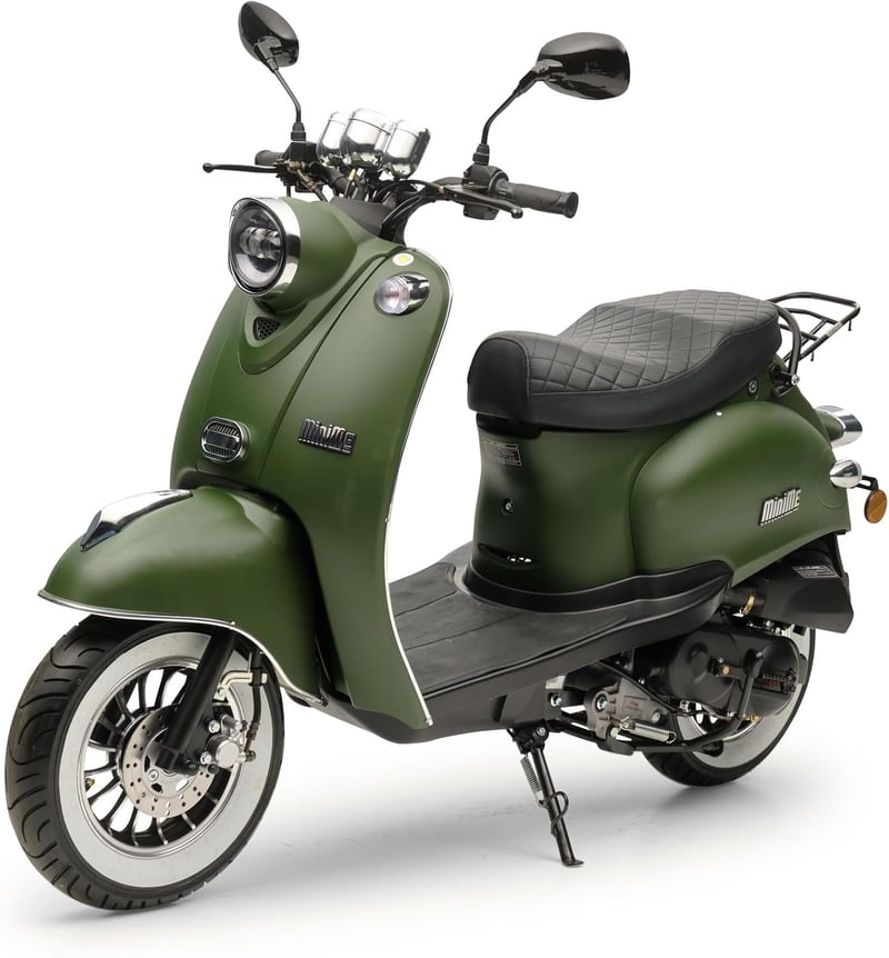 Retro Mofaroller 50ccm - Grün-Matt, 45 km/h