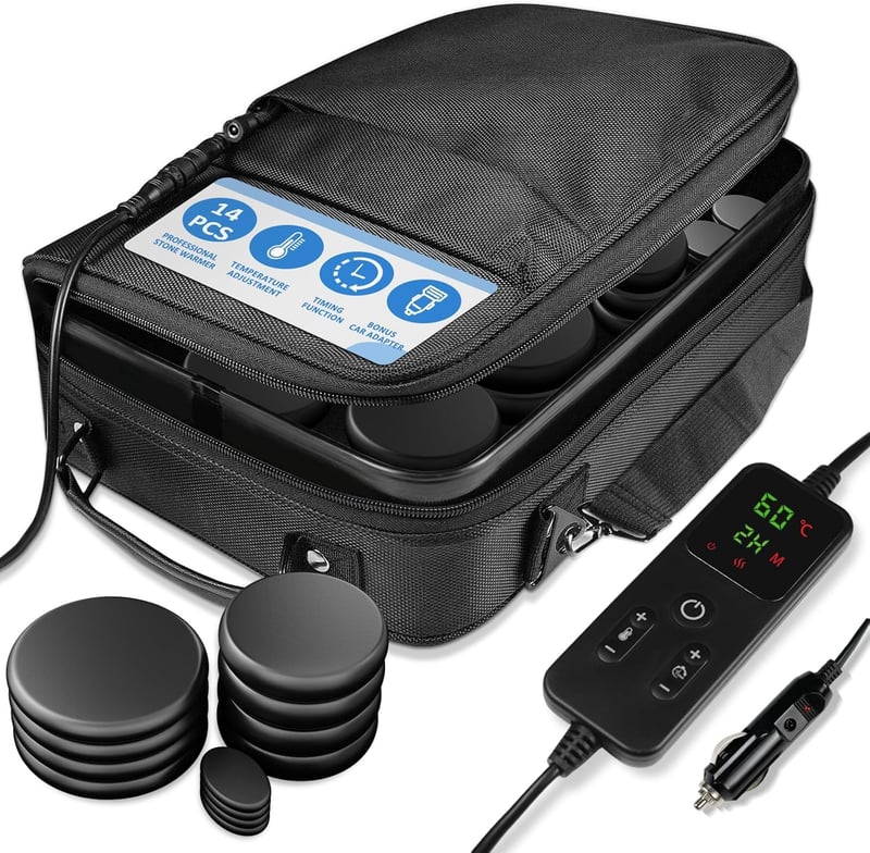 Tragbares Hot-Stone-Massage-Set mit 14 Basaltsteinen für Entspannung