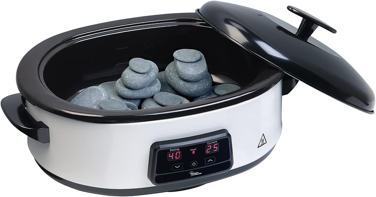 Hot-Stone-Massage-Set mit digitaler Steuerung und 23 Steinen