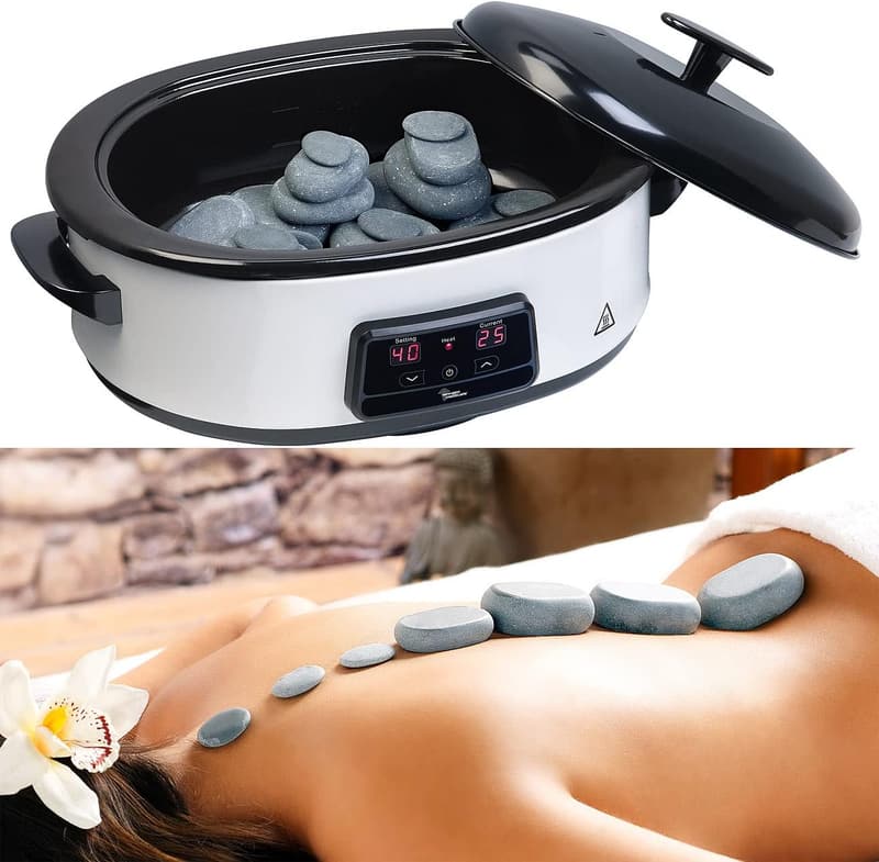 Hot-Stone-Massage-Set mit digitaler Steuerung und 23 Steinen