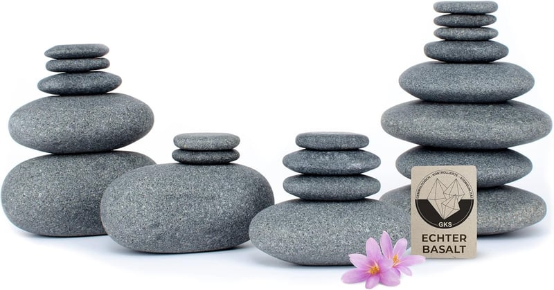 Hot Stone Massage Set für Zuhause mit 20 echten Basaltsteinen