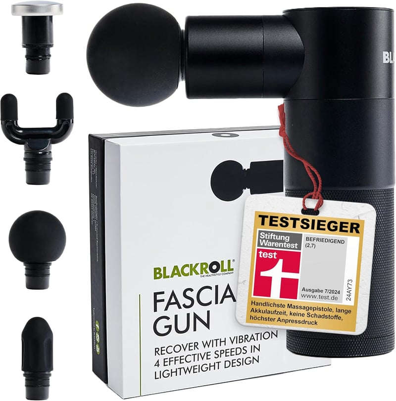 BLACKROLL® FASCIA GUN - Mini Massagepistole mit 4 Aufsätzen für Muskulatur und Faszien