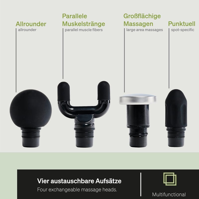 BLACKROLL® FASCIA GUN - Mini Massagepistole mit 4 Aufsätzen für Muskulatur und Faszien