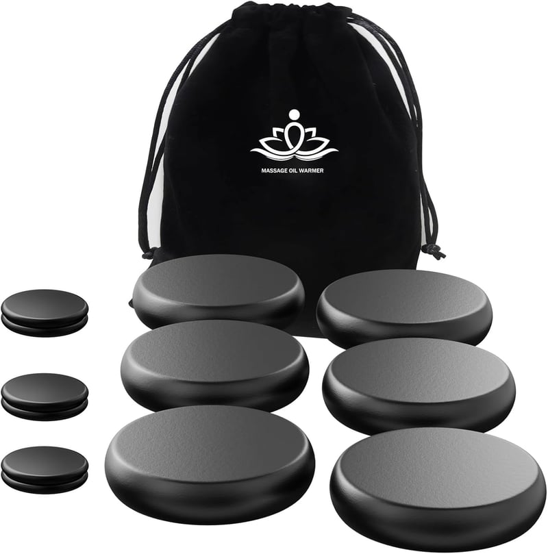 Hot Stone Massage Set, 12 Basaltsteine für Entspannung und Wellness