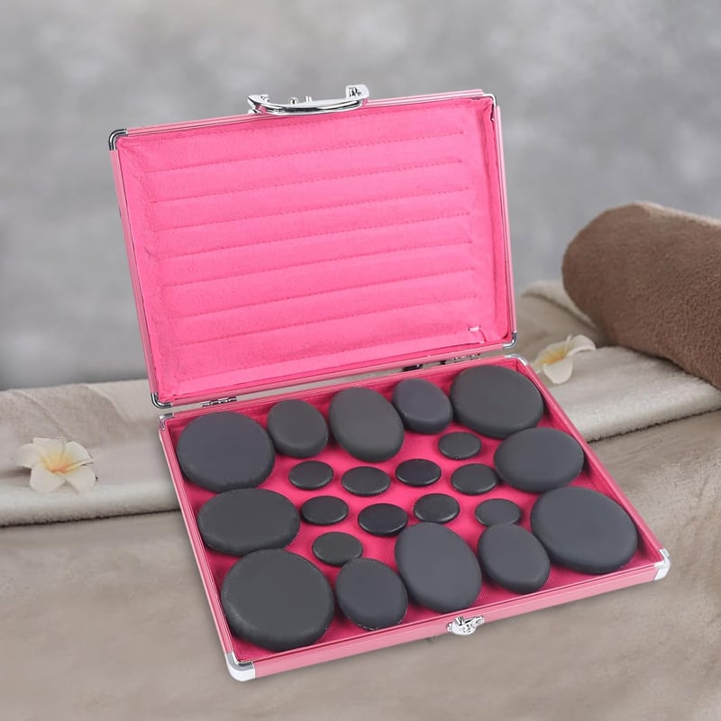 Professionelles Hot Stone Massage Set mit Heizbox für entspannende Therapien (20 Stück)