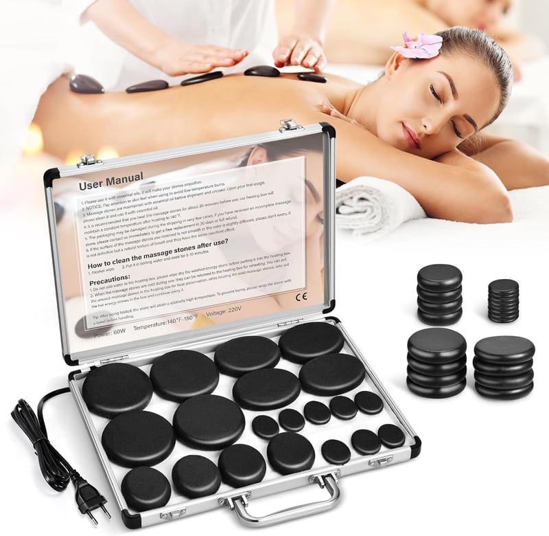 Massagesteine Set aus Basalt im Tragbaren Heizkoffer für Entspannung