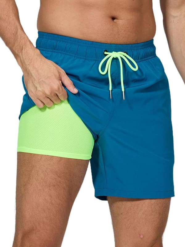 Herren Badehose 2 in 1 mit Kompression, atmungsaktiv und elastisch