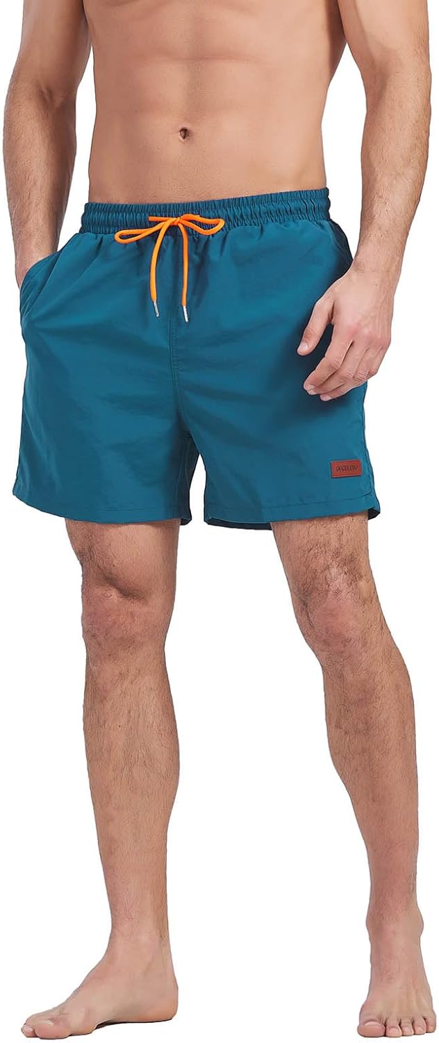 Ougelebo Schnelltrocknende Badehose für Herren mit Reißverschlusstasche