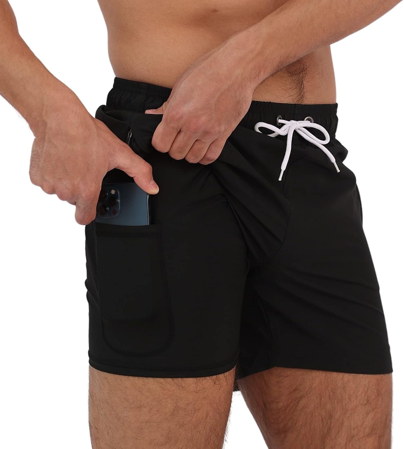 Arcweg Herren 2-in-1 Badehose mit Kompression und Reißverschlusstasche