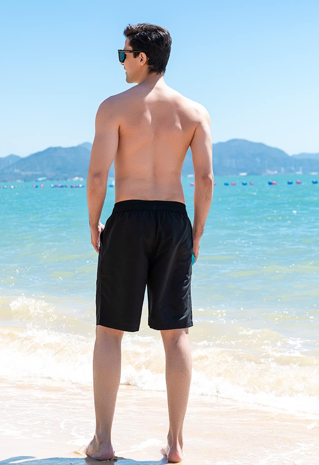 LYRIKER Schnelltrocknende Herren Badeshorts mit Mesh-Innenslip