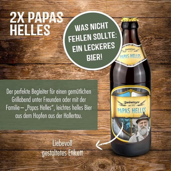 Papas Grillbox – BBQ Geschenkset mit Bier, Senf & Sauce für Männer