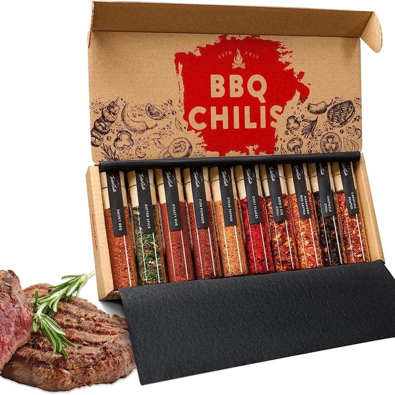 Chili & Grillgewürze Geschenkset für Männer - 10er Kombi mit 5 Grill- und 5 Chili-Gewürzen
