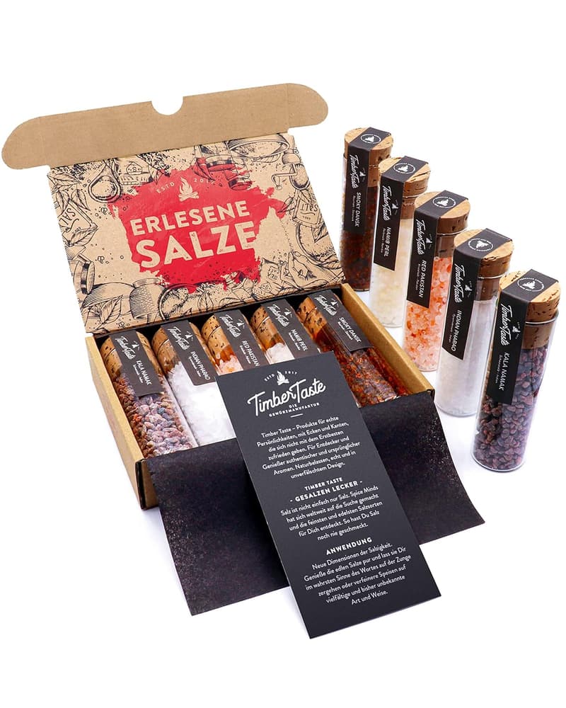 Gourmet Salz Geschenkset mit 5 erlesenen Salzen für Erwachsene