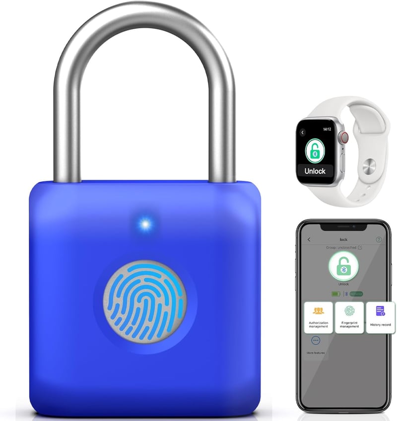 Fingerabdruck-Vorhängeschloss mit Bluetooth für Gym und Haus (Saphirblau)
