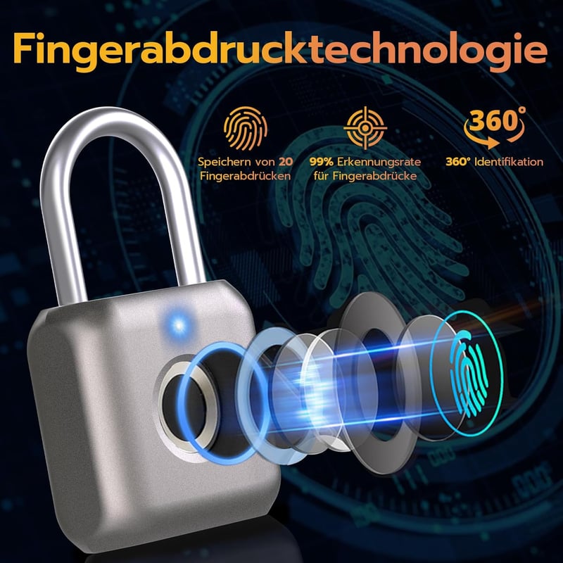 Fingerabdruck Schloss für Gym, Büro und Schrank - Grau