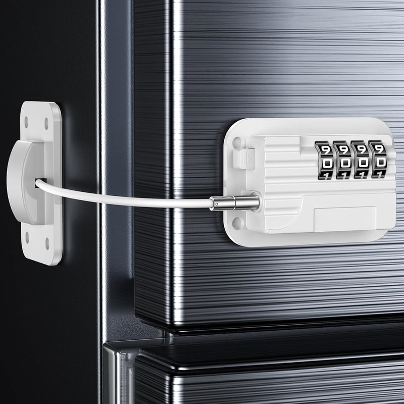 Kühlschrank Schloss mit Code – Kindersicherung ohne Bohren (Weiß)