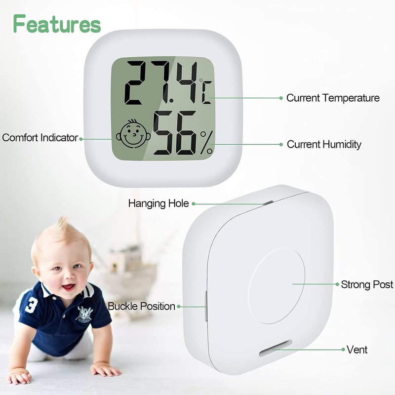 4er Set Mini LCD Thermometer Hygrometer für Innenräume