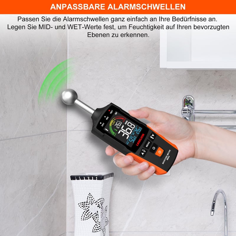 LASELION Feuchtigkeitsmessgerät mit Kugelsensor für Holz und Wände