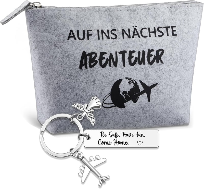 Filz Kosmetiktasche mit Gravur und Schutzengel für Reisende