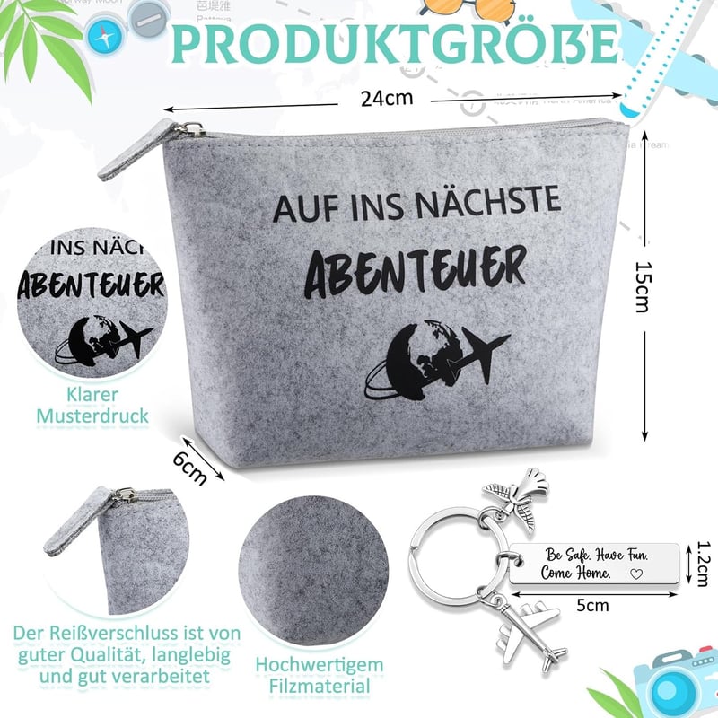 Filz Kosmetiktasche mit Gravur und Schutzengel für Reisende