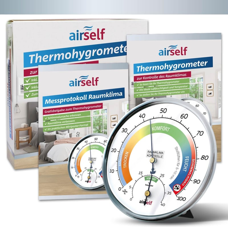 Analoges Thermohygrometer für Innenräume – Raumklimakontrolle mit Komfortzonen