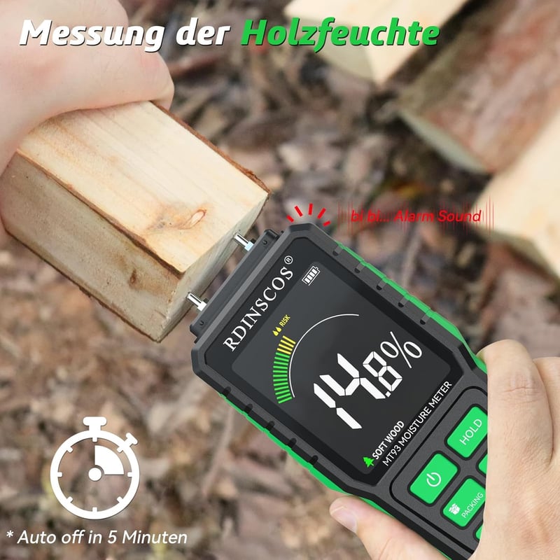 Wiederaufladbares Holzfeuchtemessgerät mit 4 Modi für Baustoffe
