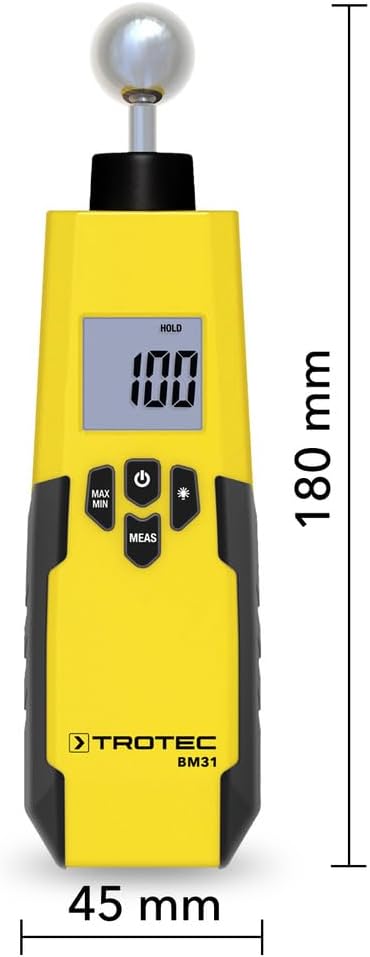 TROTEC BM31 Feuchtigkeitsmessgerät für Holz und Estrich, 0-100 Digits