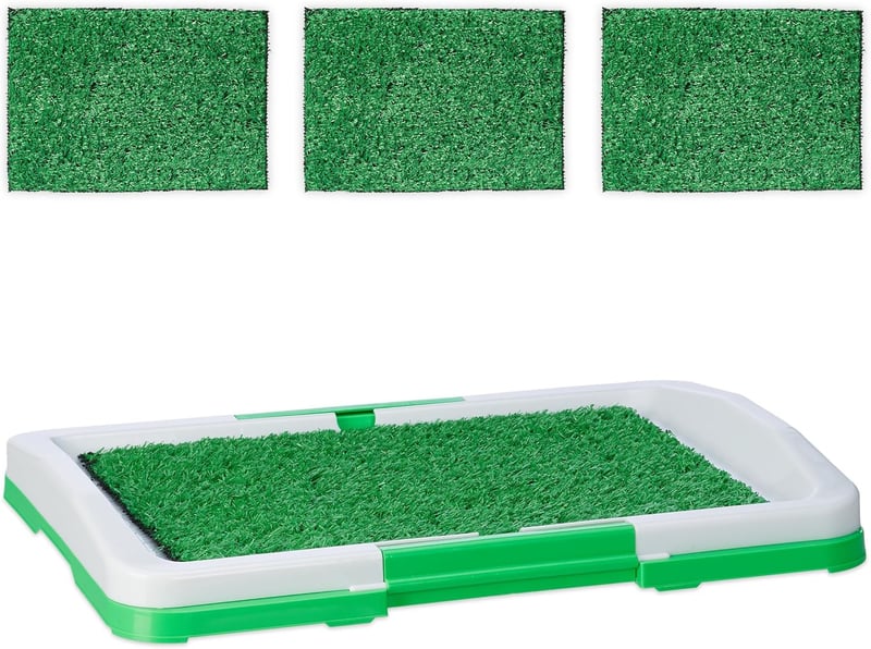 Hundeklo für Welpen aus Kunststoff, 4x Grasmatte, 5,5 x 45,5 x 33 cm