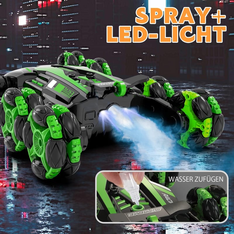 RC Drift Auto mit LED Lichtern und Sprühnebel für Jungen ab 6 Jahren
