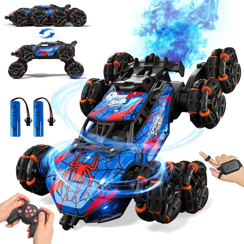 RC Drift Auto mit 360° Drehung, LED & Spray – Geschenk für Jungen 6-12 Jahre