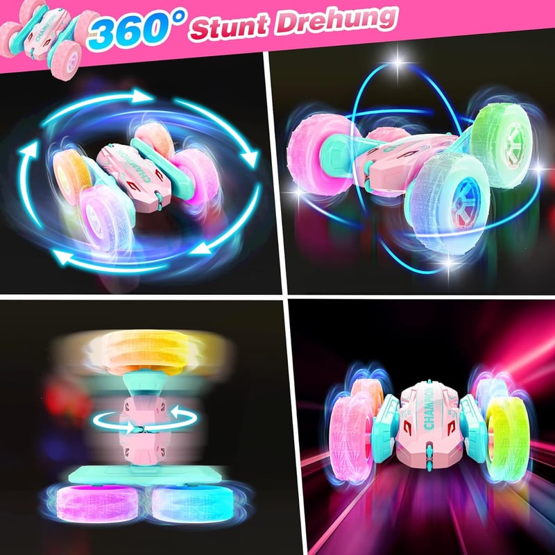 Ferngesteuertes Auto mit LEDs für Kinder ab 3 Jahren – 360° Flip Spielzeug