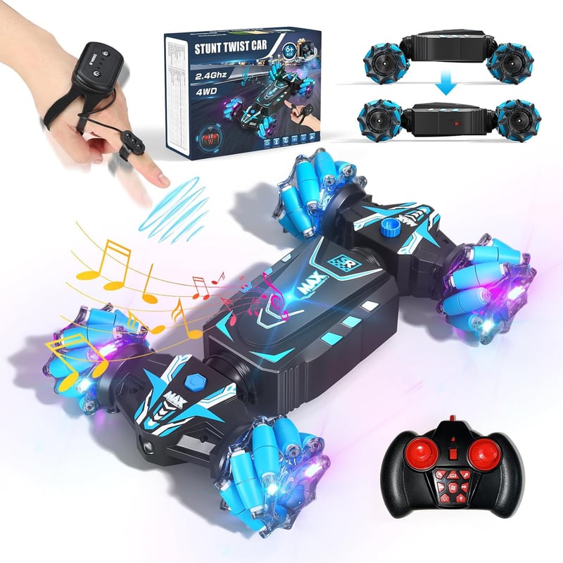 Ferngesteuertes Stunt-Auto mit Spray, Lichtern und Musik für Kinder