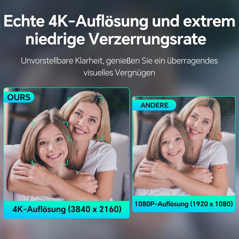 4K Webcam für PC mit Mikrofon und Rauschunterdrückung für Videokonferenzen